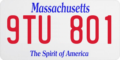 MA license plate 9TU801