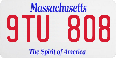 MA license plate 9TU808