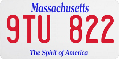MA license plate 9TU822