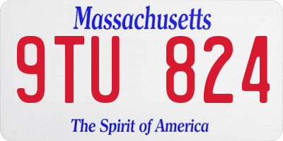 MA license plate 9TU824