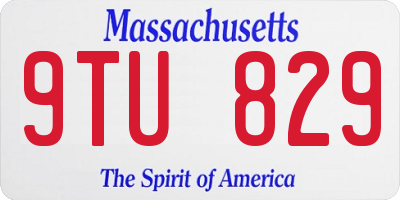 MA license plate 9TU829