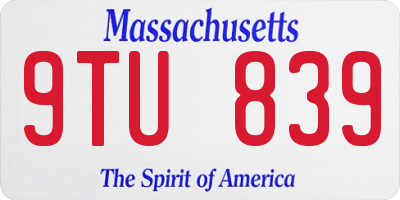 MA license plate 9TU839