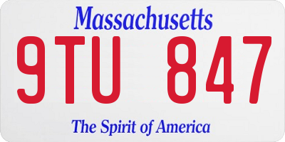 MA license plate 9TU847