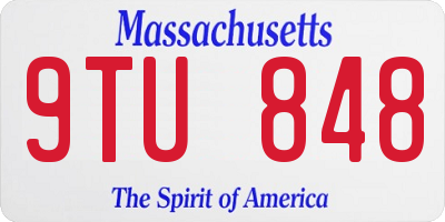 MA license plate 9TU848