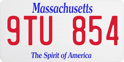 MA license plate 9TU854