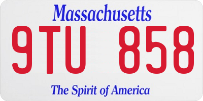 MA license plate 9TU858