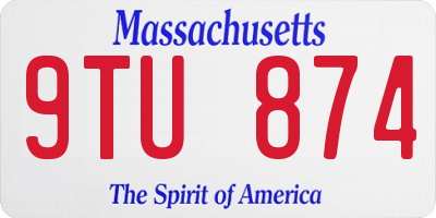 MA license plate 9TU874