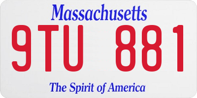 MA license plate 9TU881