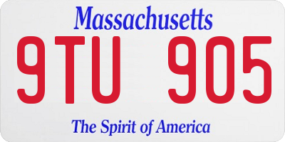 MA license plate 9TU905