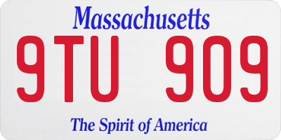 MA license plate 9TU909