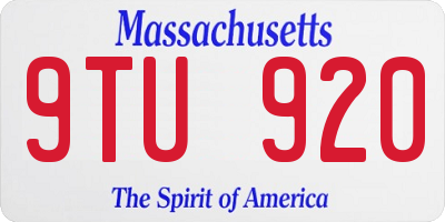MA license plate 9TU920