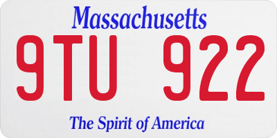 MA license plate 9TU922
