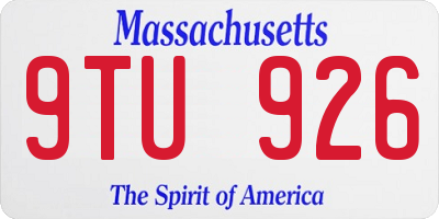 MA license plate 9TU926