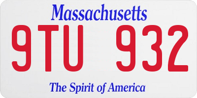 MA license plate 9TU932