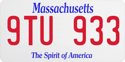 MA license plate 9TU933