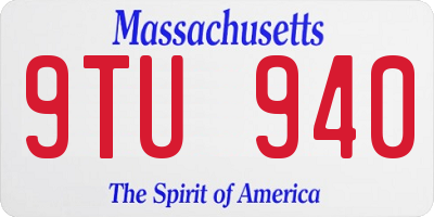 MA license plate 9TU940
