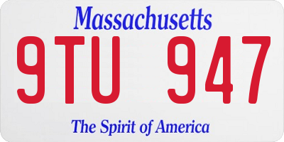 MA license plate 9TU947