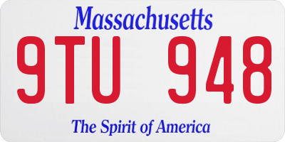 MA license plate 9TU948