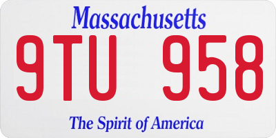MA license plate 9TU958