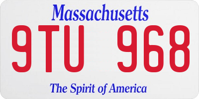 MA license plate 9TU968