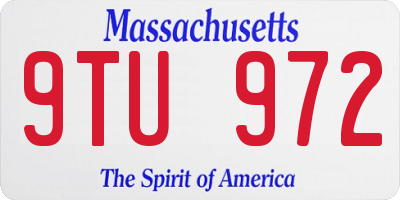 MA license plate 9TU972
