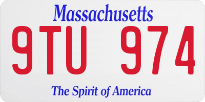 MA license plate 9TU974