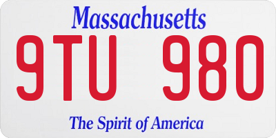 MA license plate 9TU980