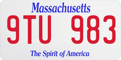 MA license plate 9TU983