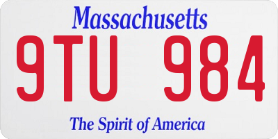 MA license plate 9TU984