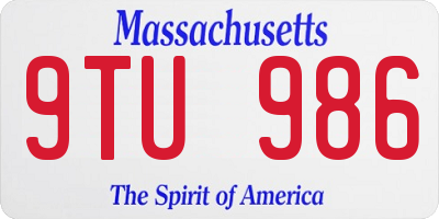 MA license plate 9TU986