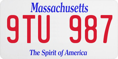 MA license plate 9TU987