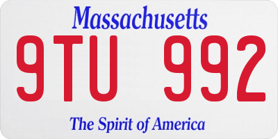 MA license plate 9TU992