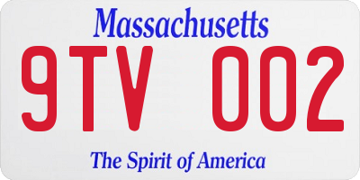 MA license plate 9TV002