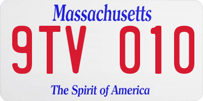 MA license plate 9TV010