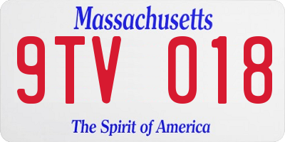 MA license plate 9TV018