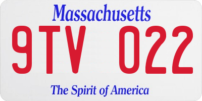 MA license plate 9TV022