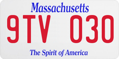 MA license plate 9TV030