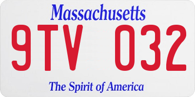 MA license plate 9TV032