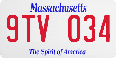 MA license plate 9TV034