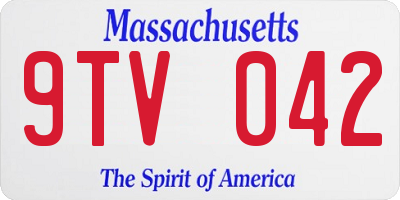 MA license plate 9TV042