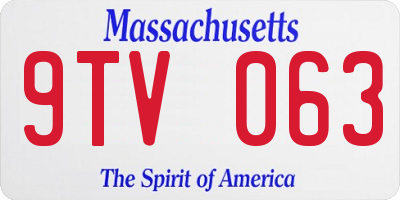 MA license plate 9TV063