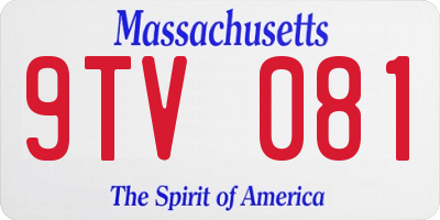 MA license plate 9TV081