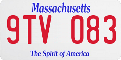MA license plate 9TV083