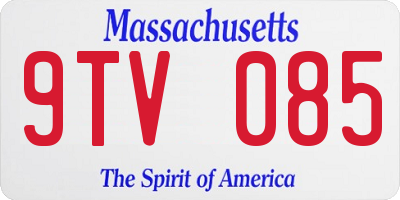 MA license plate 9TV085