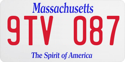 MA license plate 9TV087