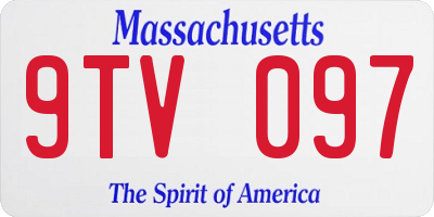 MA license plate 9TV097