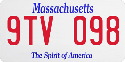 MA license plate 9TV098