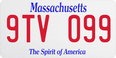MA license plate 9TV099