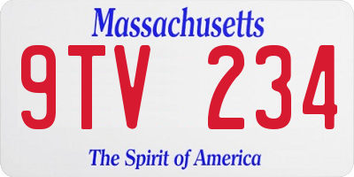 MA license plate 9TV234