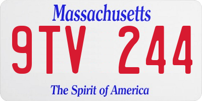 MA license plate 9TV244